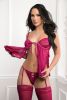 Raspberry 3pc Tie Front Babydoll, Thong