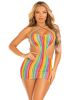 Rainbow Stripe Cross Over Mini Dress