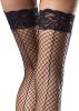 Stay Up Industrial Net Backseam Thigh Highs With Lace Top and Satin Bow Accent