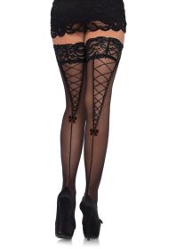 Stay Up Lace Top Sheer Thigh Highs With Faux Lace