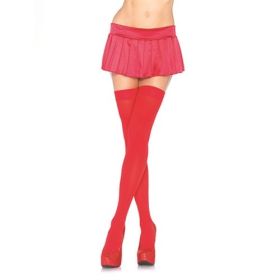 Opaque Thigh Highs (Option: One Size  Red)