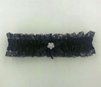 Satin Leg Garter (Option: One Size  Black With Black  Lace)