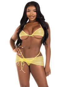 3 Pc Rhinestone Mesh Set (Option: Medium/large  Baby  Yellow)