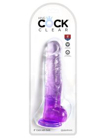 King Cock Clear 8 Inch With Balls (Option: Purple)