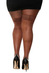 Seam Back Fishnet Thigh High (Option: Queen Size   Espresso)