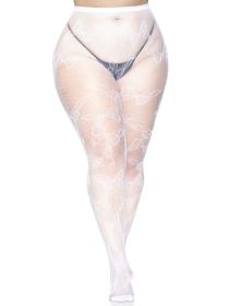 Butterfly Net Tights (Option: 1x/2x  White)