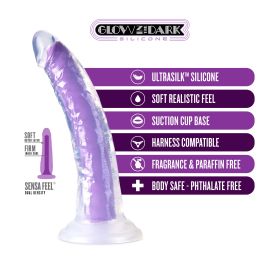 Neo Elite Glow in the Dark (Option: Light  7 Inch  Silicone Dual Density Dildo  Neon Purple)