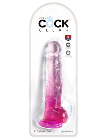 King Cock Clear 8 Inch With Balls (Option: Pink)