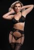 4 Pc Bra With Garter Belt a Thong and Stockings Set