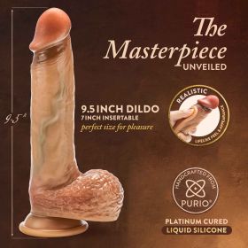 Renaissance (Option: Raphael  9.5 Inch Sliding Foreskin  Dildo With Squeezable Balls  Tan)