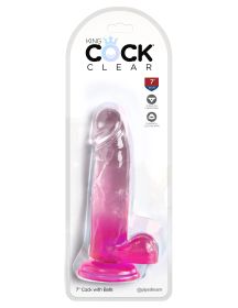 King Cock Clear 7 Inch With Balls (Option: Pink)