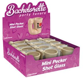 Bachelorette Party Favors (Option: Mini Pecker Shot  Glass Display  12 Piece)