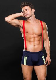 Fireman Bottom With Suspenders 2 Pc (Option: Medium/large  Navy Blue/red)