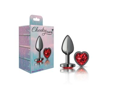 Cheeky Charms (Option: Gunmetal Metal Butt Plug HeartDark RedSmall)